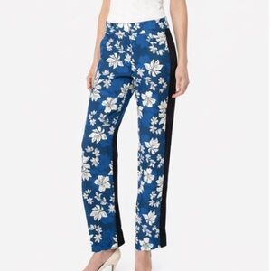 SMYTHE Blue Floral Tuxedo Silk Blend Pants